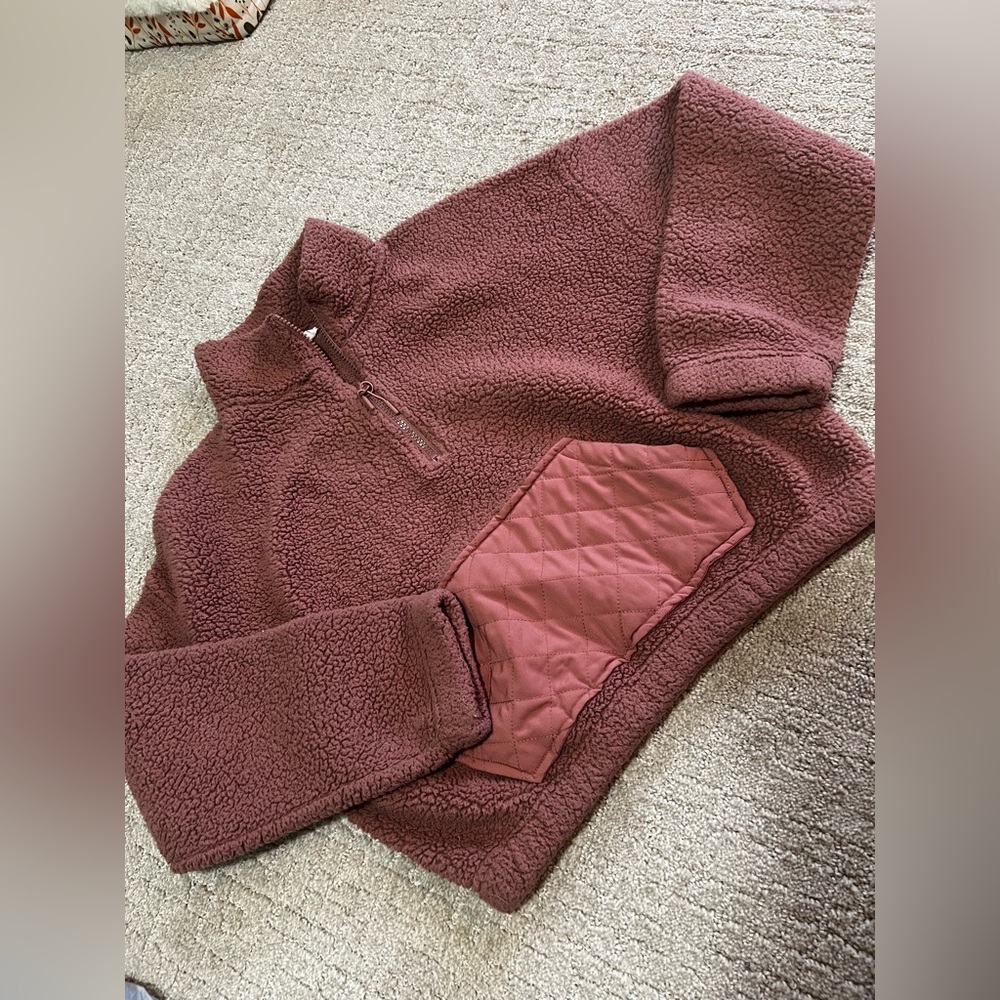 Pink Rose Cropped Mauve Sherpa Jacket